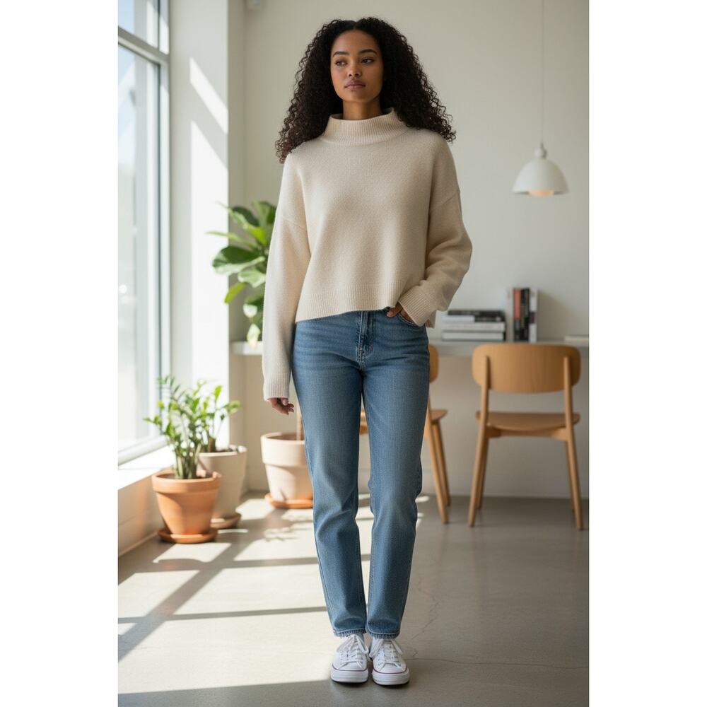 GROUP BY BABATON 100% CASHMERE MOCKNECK SWEATER SZ M, CREAM, EXCELLENT PRE-LOVED